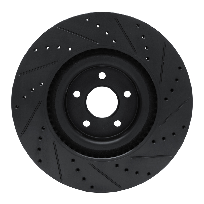 Ford Focus Brake Rotor (1) - Front Left - R1 Concepts - Drilled & Slotted - Black - `16-`18